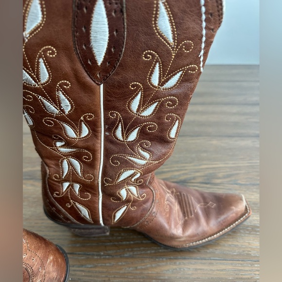 Ariat Sonora Brown Leather Boots Size 8 B - Picture 5 of 11